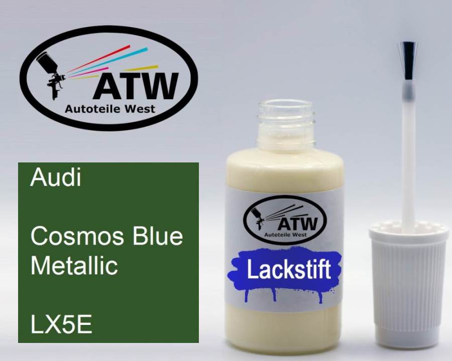 Audi, Cosmos Blue Metallic, LX5E: 20ml Lackstift, von ATW Autoteile West.